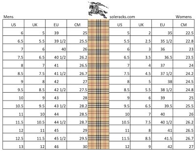 do burberry shoes run small or big|burberry shoe size conversion.